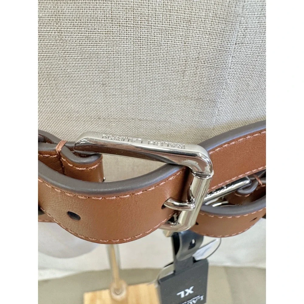 Lauren Ralph Lauren Leather Solid Brown Double Wrap Stacked Belt Size XL New NWT